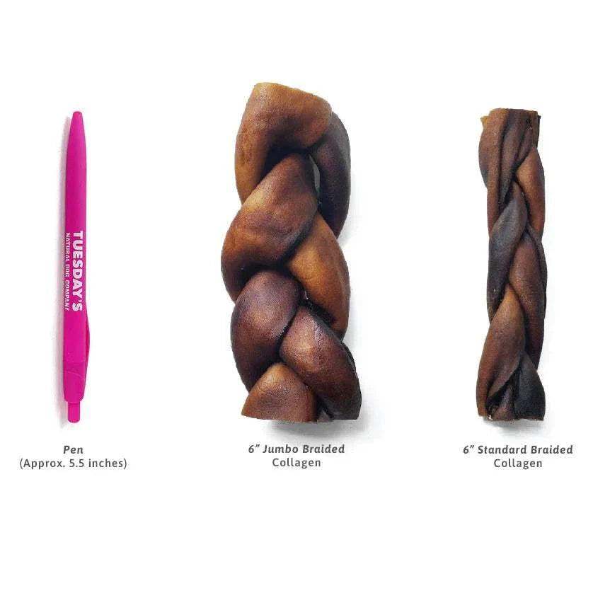 Braided collagen sticks made from grass-fed beef collagen chews for dogs