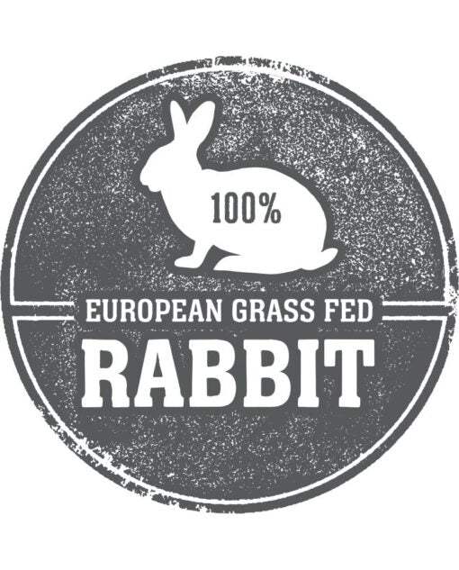 European grass-fed rabbit logo for Freeze Dried Rabbit Tenders.