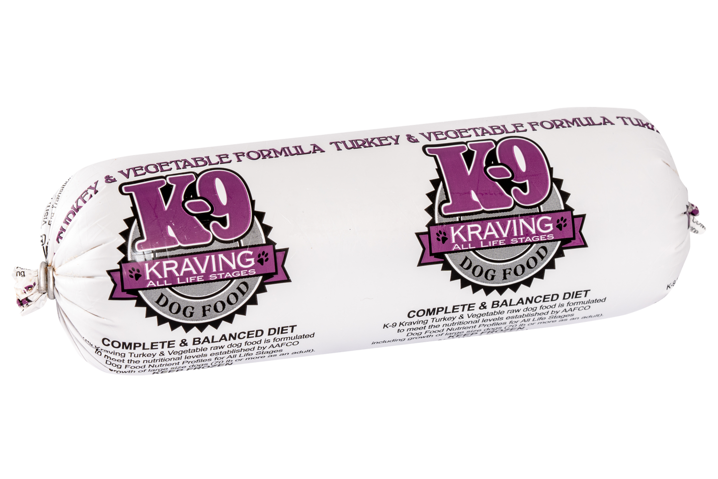 K-9 Kraving Turkey & Vegetable Formula Raw Dog Food packaging.
