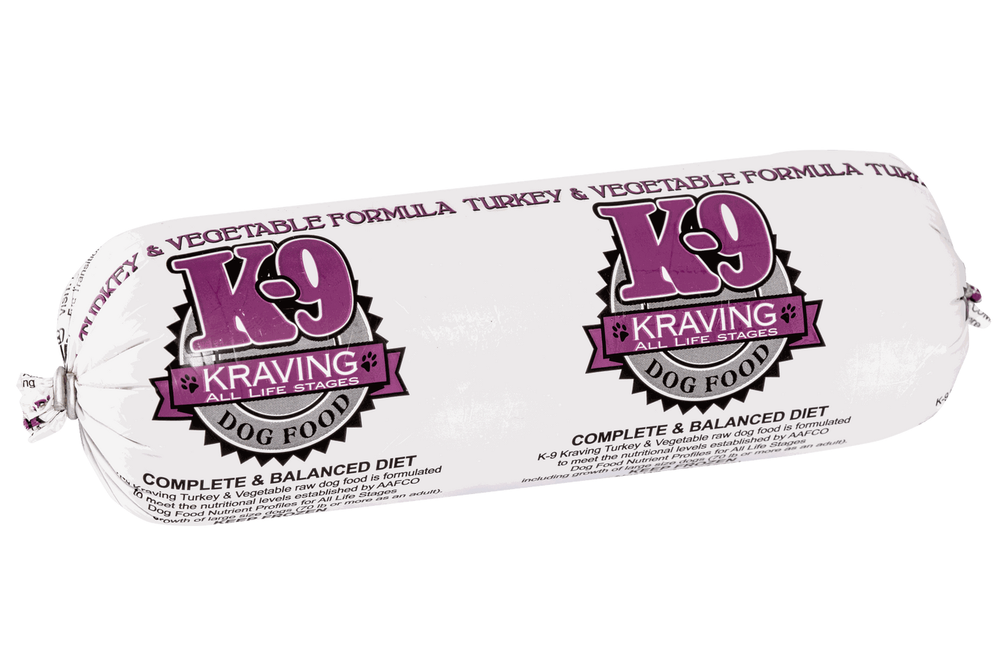 K-9 Kraving Turkey & Vegetable Formula Raw Dog Food package.