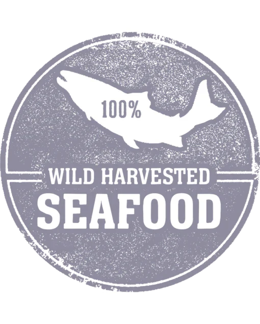 Wild harvested seafood badge for Fresh Is Best Freeze Dried Great Lakes Smelt pet treats.