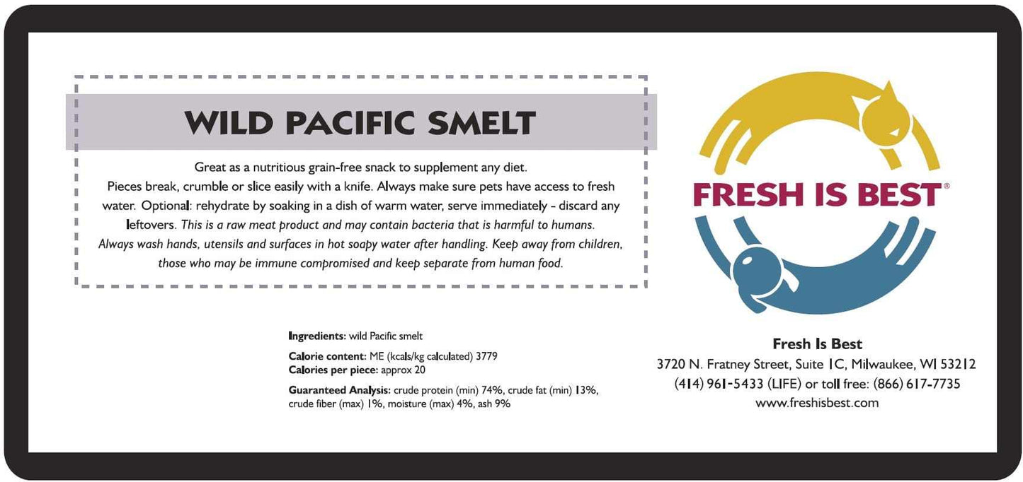 Freeze Dried Wild Pacific Smelt DFW Raw Dog Food Fresh Is Best Freeze Dried Treats Freeze Dried Wild Pacific Smelt