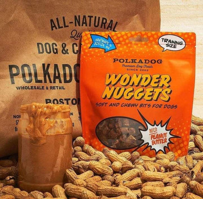 Wonder Nuggets Training Bits Peanut Butter Soft & Chewy Dog Treats DFW Raw Dog Food PolkaDog Bakery  Nuggets Training Bits Peanut Butter Soft & Chewy Dog Treats