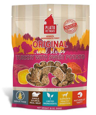 Original Real Strips Turkey & Sweet Potato DFW Raw Dog Food Plato Pet Treats Dry Treats Plato Pet Treats Original Real Strips Turkey & Sweet Potato