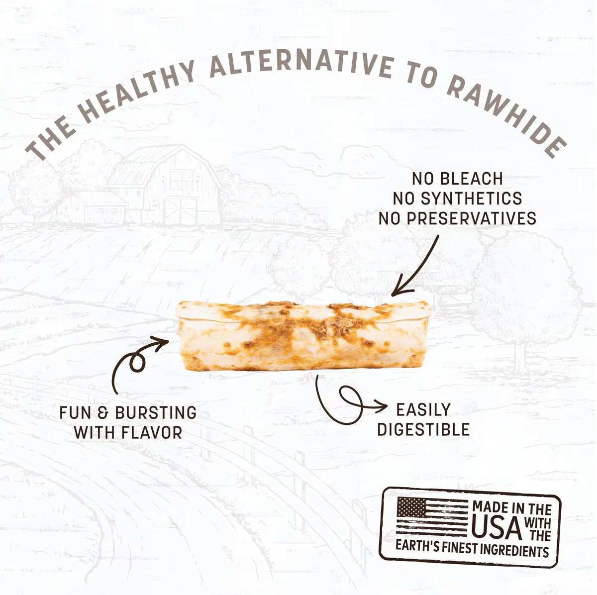 Peanut Butter Chew DFW Raw Dog Food Earth Animal Dry Treats -Hide Peanut Butter Chew