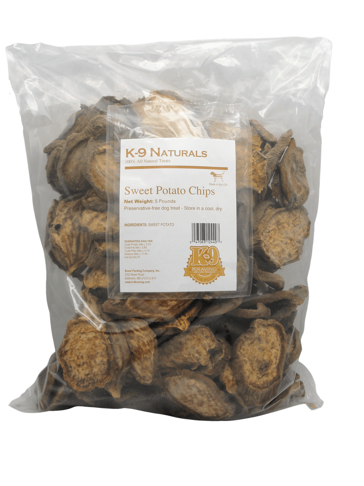 Sweet Potato Chips - 5 lb Bag DFW Raw Dog Food K-9 Kraving Dry Treats Sweet Potato Chips