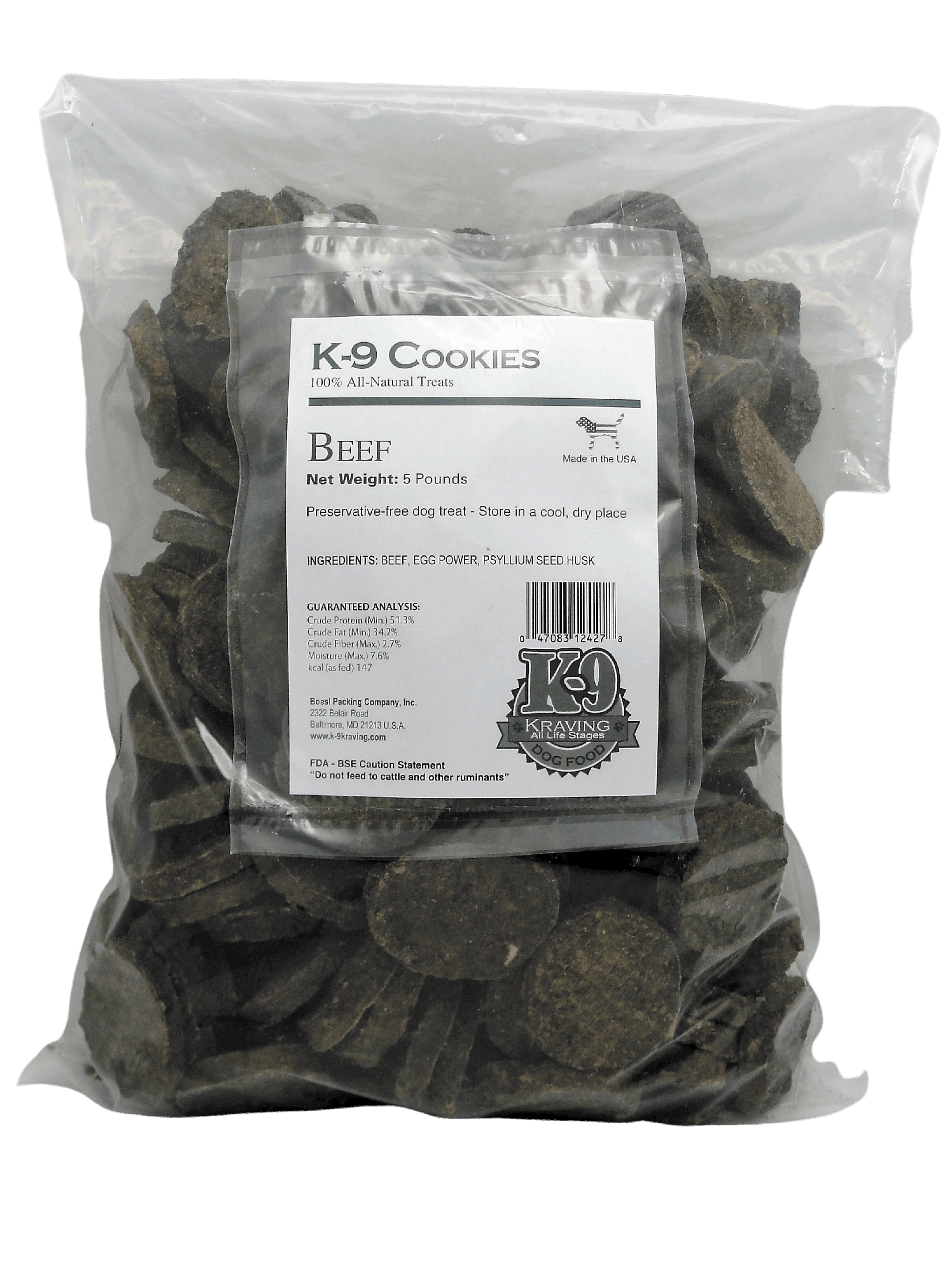 Beef K-9 Cookies - 5 lbs DFW Raw Dog Food K-9 Kraving Dry Treats Beef K-9 Cookies