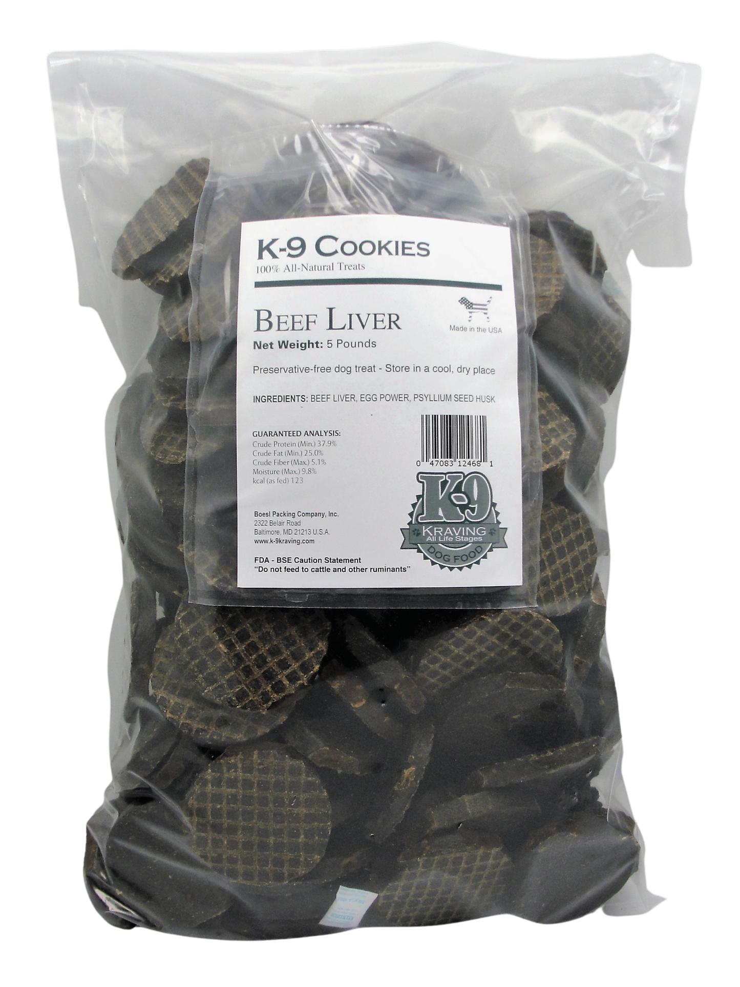 Beef Liver K-9 Cookies - 5 lbs DFW Raw Dog Food K-9 Kraving Dry Treats Beef Liver K-9 Cookies