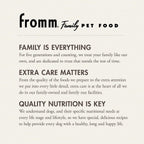 Fromm Family Pet Food Gold Adult dog food for normally active adult dogs with high-quality proteins, whole grains, probiotics for digestion, and omega-rich ingredients for healthy skin and coat.