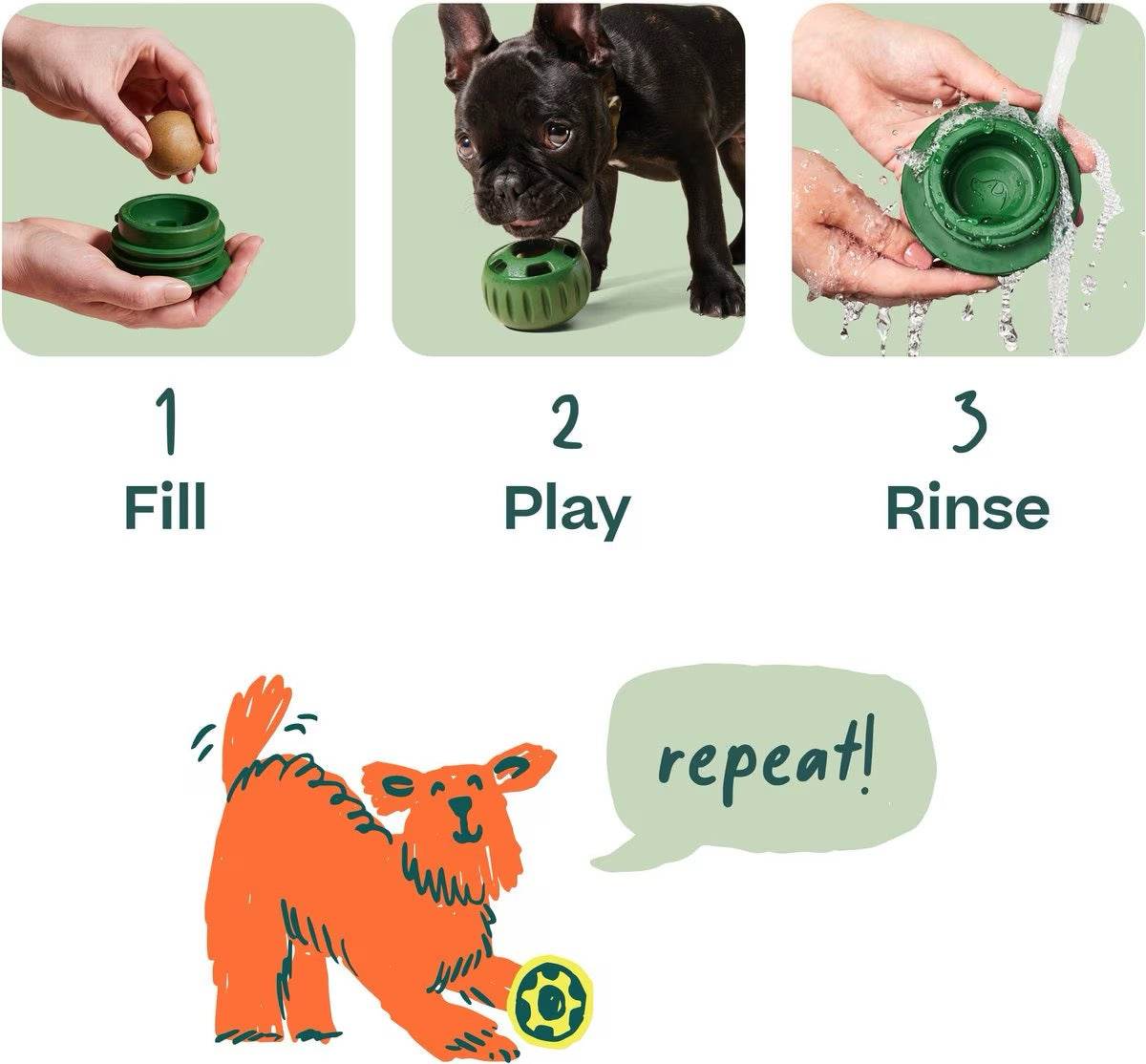 Calming vitamin pops for dogs, fill and play instructions, supports immunity and allergy relief.