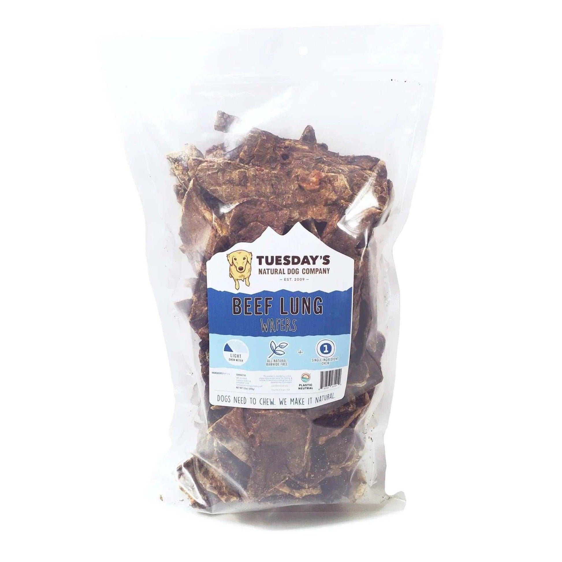 Beef lung wafers dog treat firm texture single ingredient snack