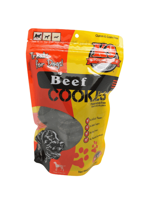 Beef K-9 Cookies 8oz Bag Front
