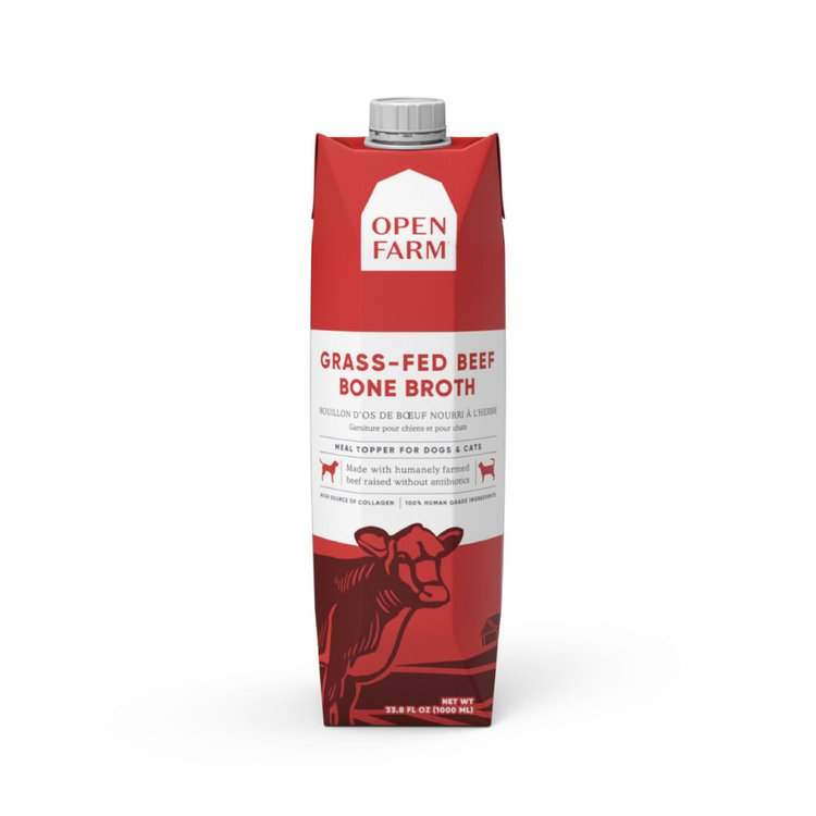 Open Farm grass-fed beef bone broth carton for pets