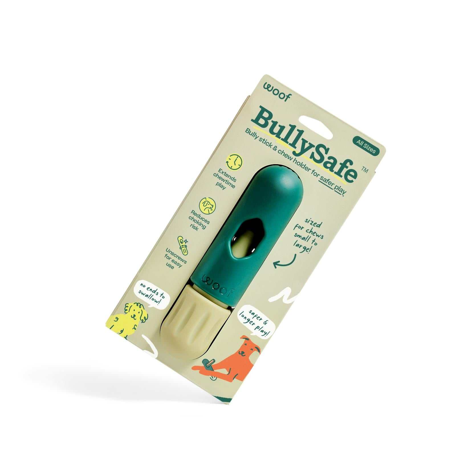 BullySafe durable chew holder for safer dog play.