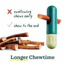 BullySafe chew holder with bully sticks, promoting longer chew time and reducing choking risk.