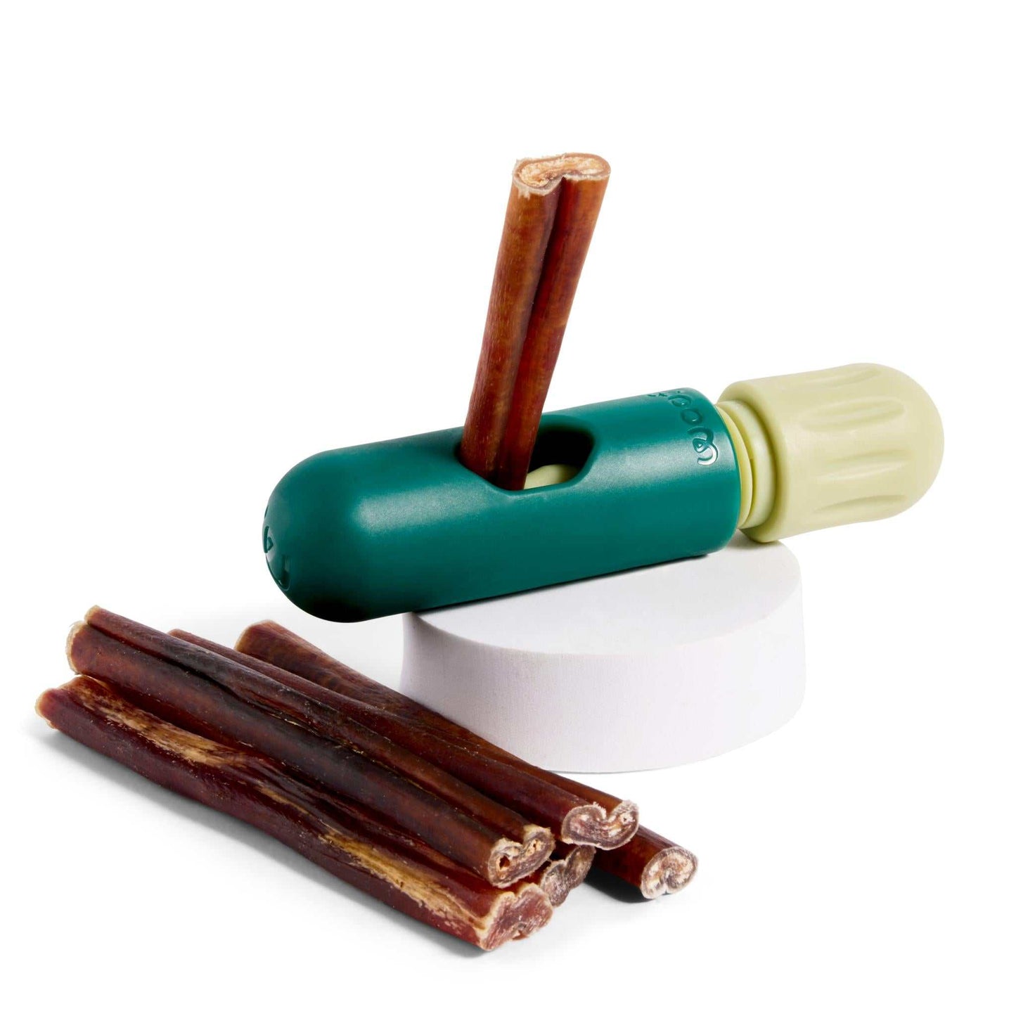 BullySafe chew holder with bully sticks for dogs.