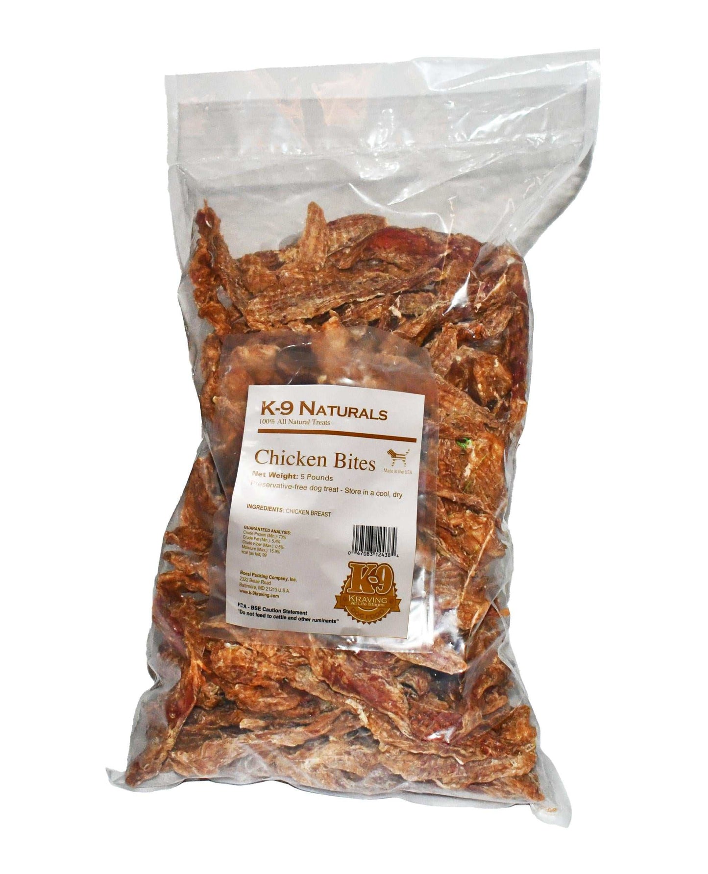 K-9 Naturals Chicken Bites 5 lb bag for dogs.