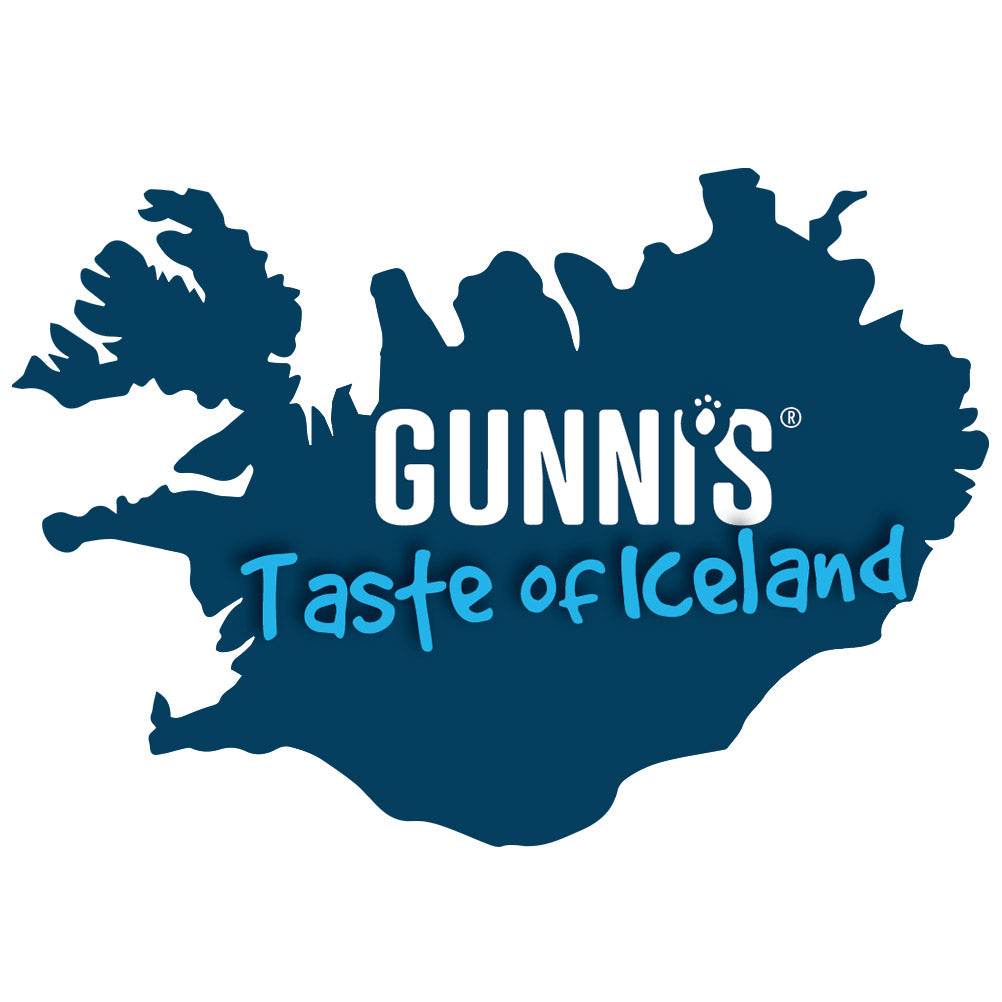 Gunni's Taste of Iceland logo with Iceland map outline.