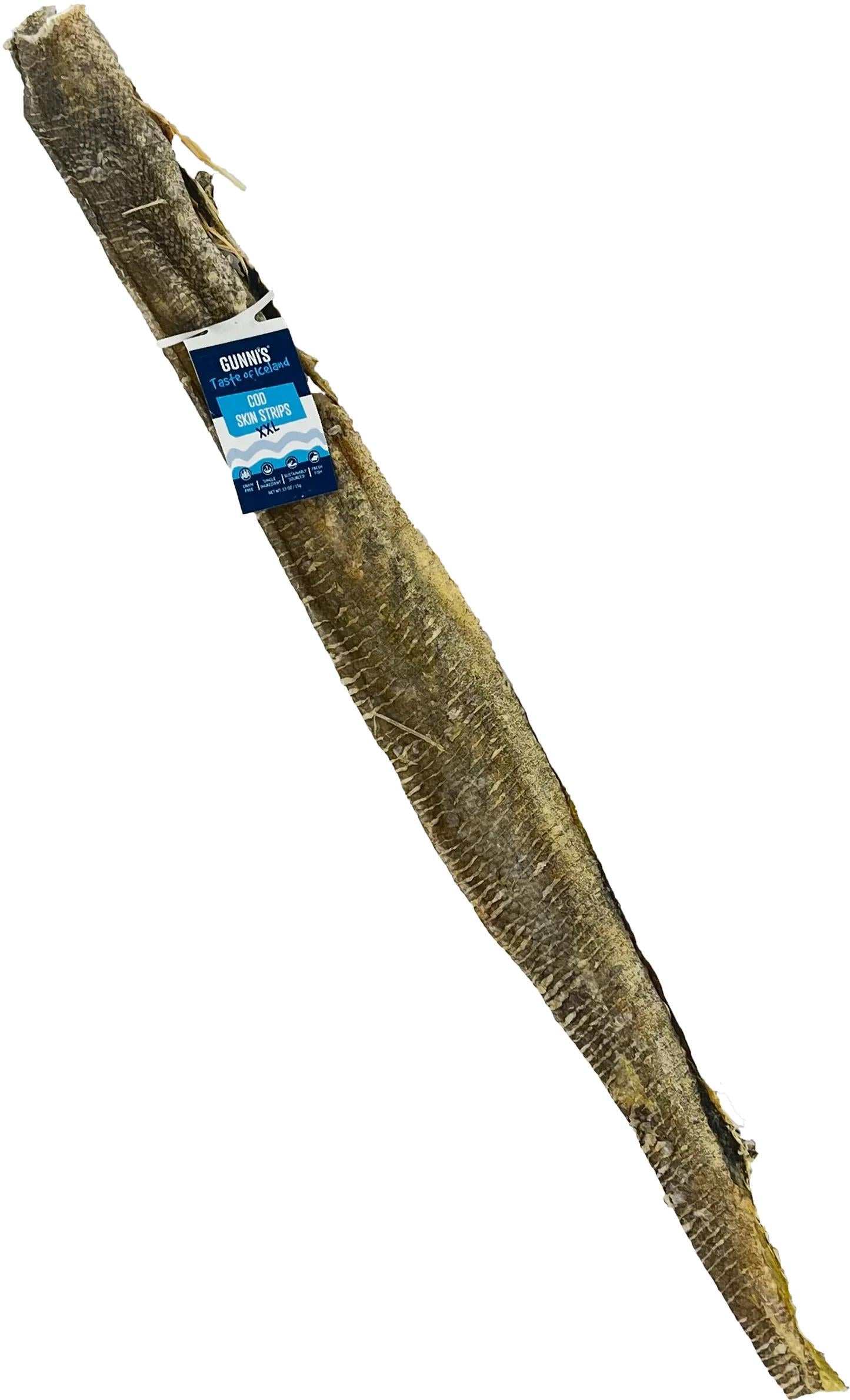 Cod Skin Strips pet treats made from fresh, sustainably sourced Icelandic fish.