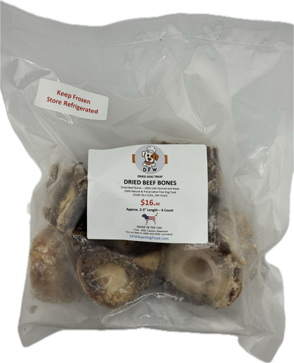 Dried Beef Bone 2-3 inch, USA sourced, natural flavor, dog chew.