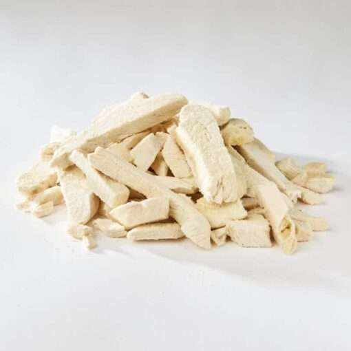 Freeze dried chicken breast tenders for pets, natural and preservative-free.