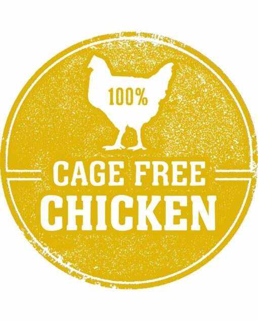 100% cage-free chicken emblem for freeze dried chicken breast tenders.
