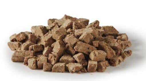 Freeze dried elk dog food in vacuum-sealed bag with natural raw ingredients for all dog breeds and ages