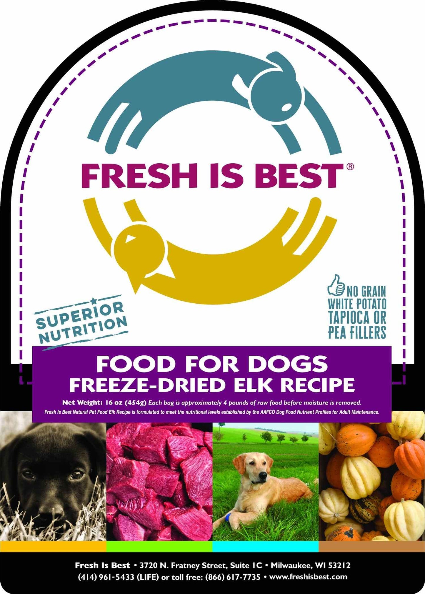 Freeze dried elk dog food with premium organs and natural ingredients for all life stages