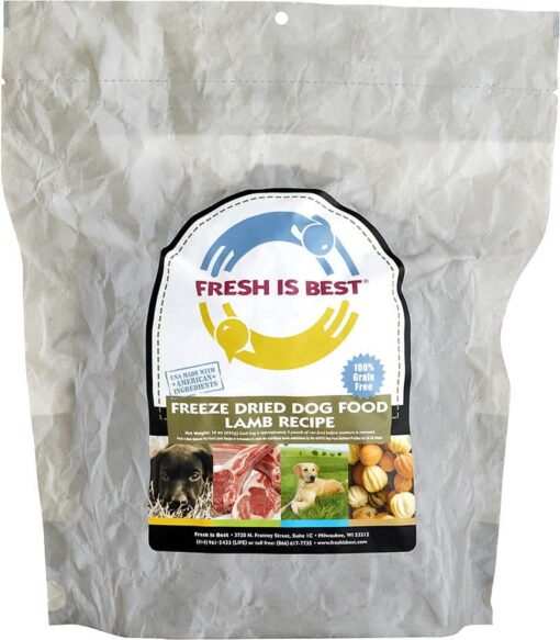 Fresh Is Best Freeze Dried Lamb Dog Food packaging.