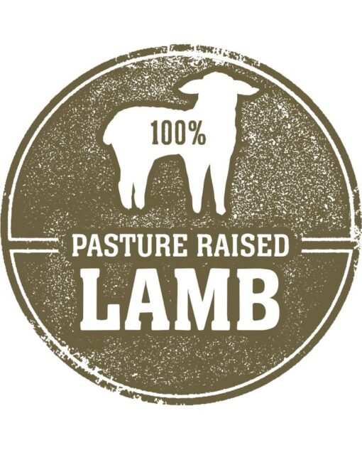 100% pasture-raised lamb logo for freeze dried lamb dog food.