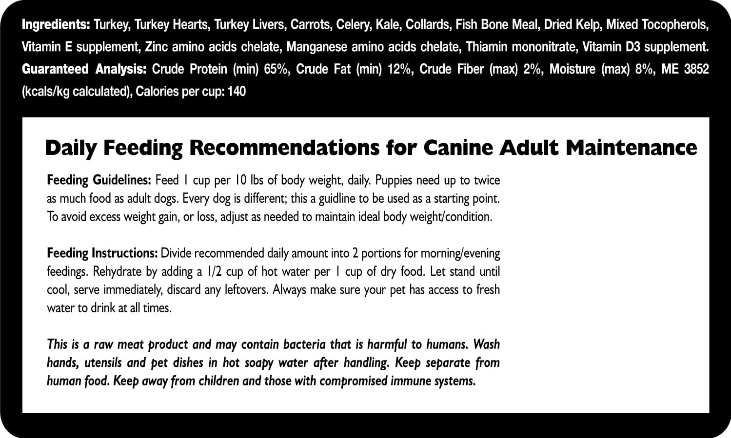 Freeze dried turkey dog food with natural ingredients and balanced nutrition for all breeds and life stages