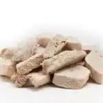 Freeze dried turkey tenders, high-protein pet treats.