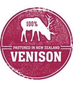 100% pastured venison logo, New Zealand origin.