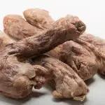 Freeze dried whole duck necks pet treat on display.