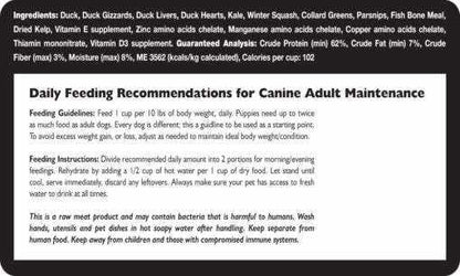 Freeze dried duck dog food ingredients and feeding guidelines for optimal canine health.