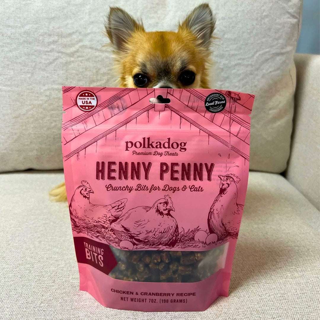 Polkadog Henny Penny Chicken & Cranberry Crunchy Training Bits dog treats with natural ingredients and no preservatives