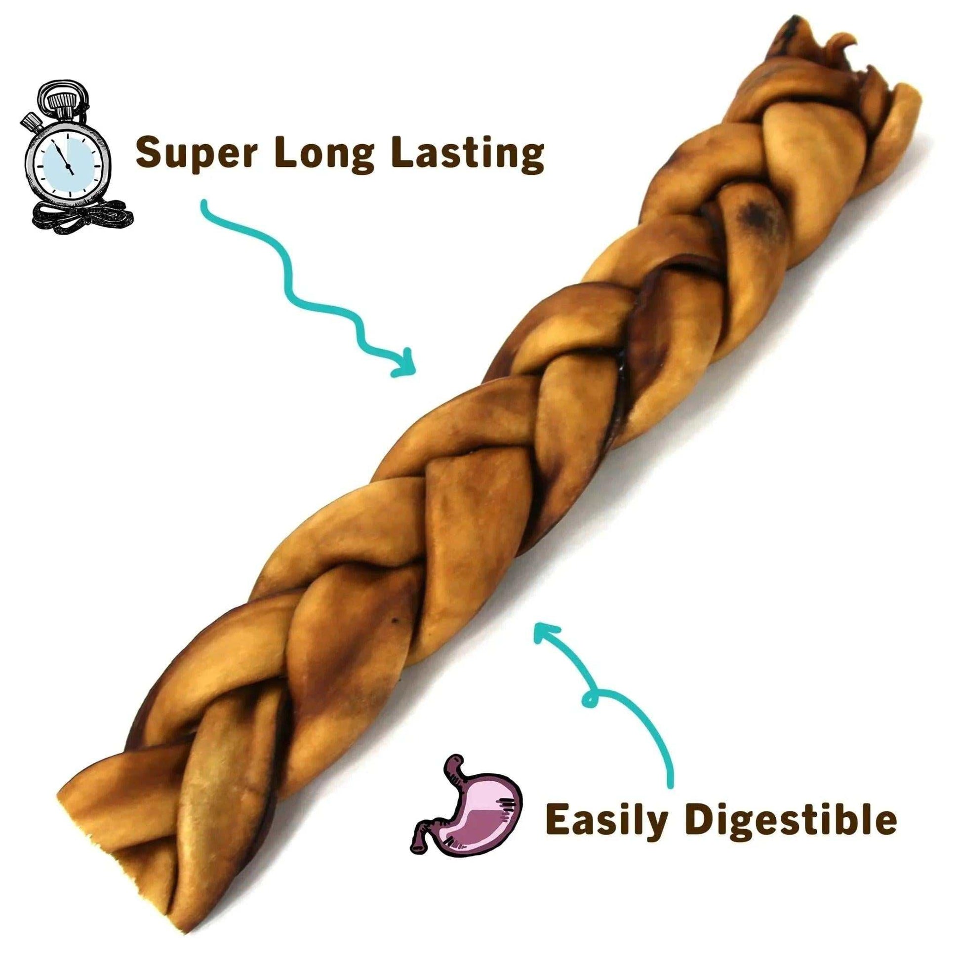 Jumbo braided collagen sticks made from grass-fed beef collagen chews for dogs