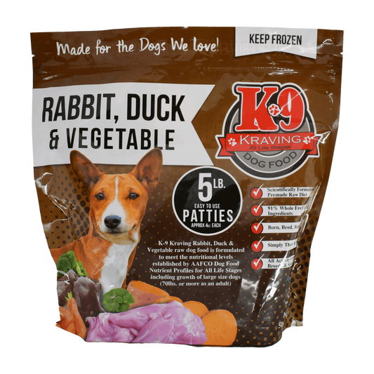 K-9 Kraving Rabbit Duck Vegetable Raw Dog Food Packaging