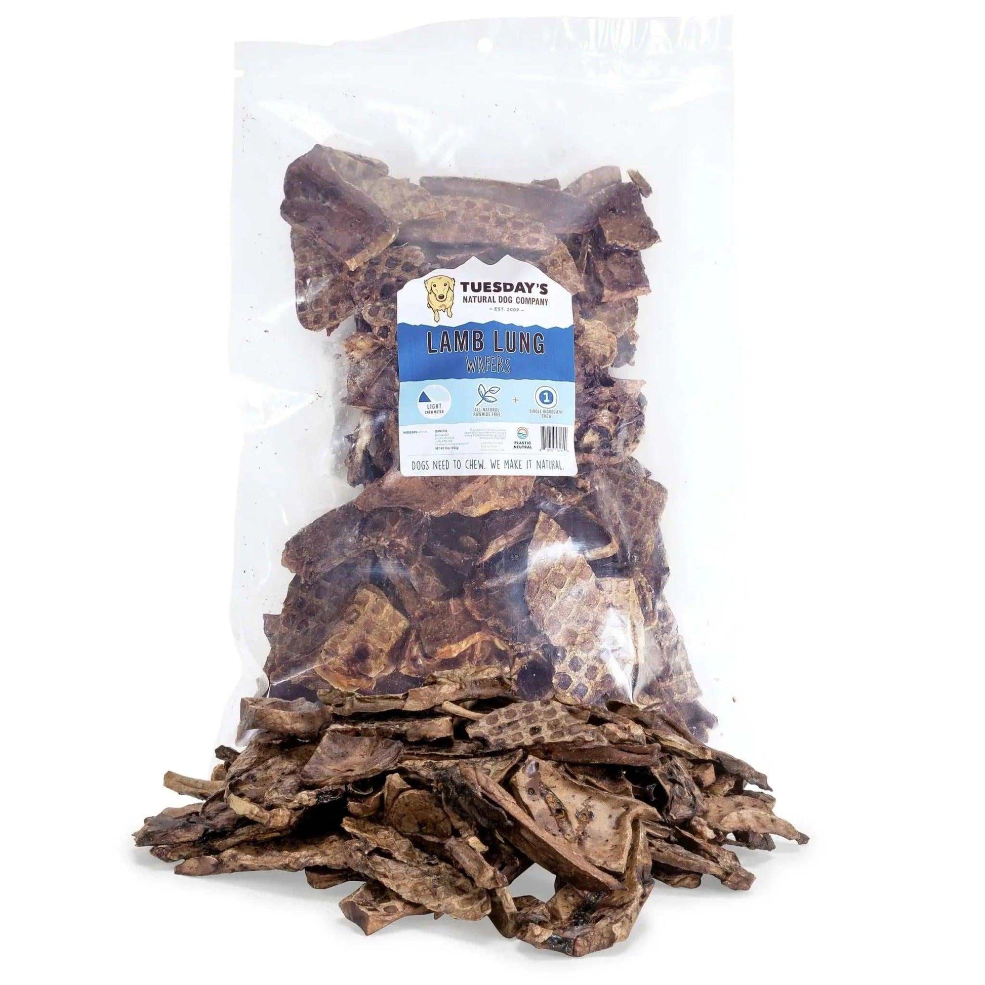 Flat firm lamb lung wafers dog treats perfect for all sizes and sensitive diets