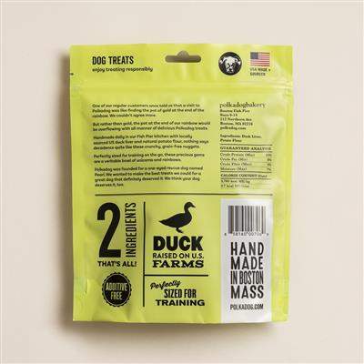 Lucky Duck Training Bits crunchy dog treats with duck liver and potato flour in 7oz bag