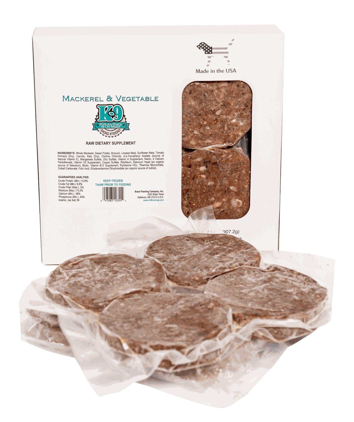 Mackerel & Vegetable Raw Dog Food Pack with Frozen Patties