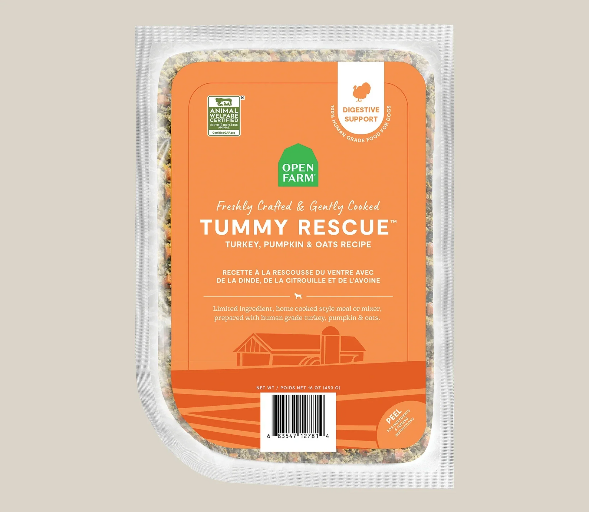 Tummy Rescue Dog Food fresh turkey pumpkin oats recipe frozen pouch