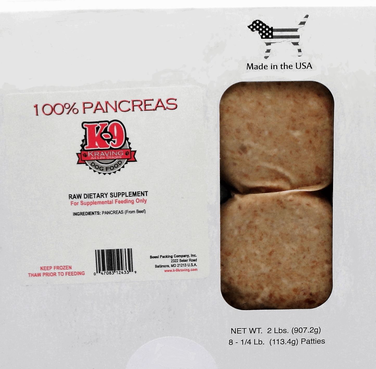 Pancreas Raw Dog Food K9 Kraving Ground Beef Pancreas DFW Raw DFW
