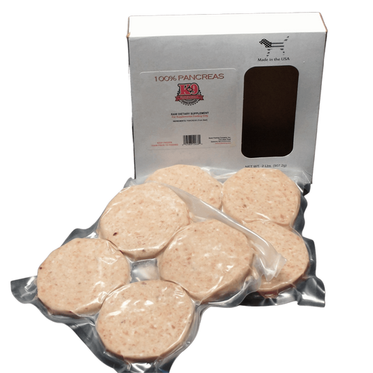 Beef Pancreas Raw Dog Food 2 lb pack of Patties Front