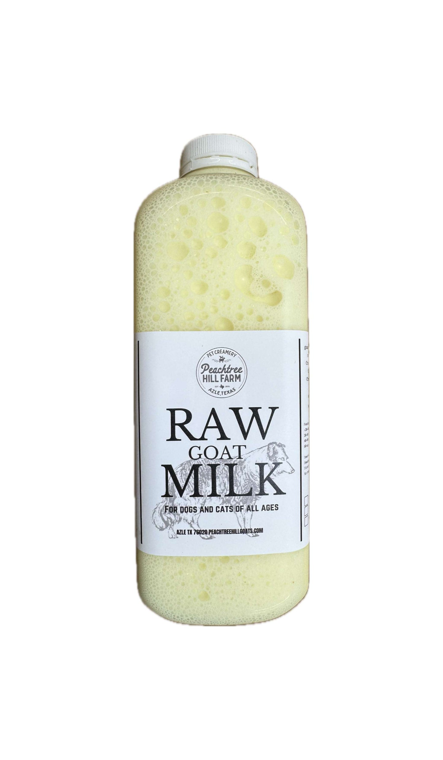 Raw Goat Milk bottle for pets with probiotics and enzymes from Azle, TX.