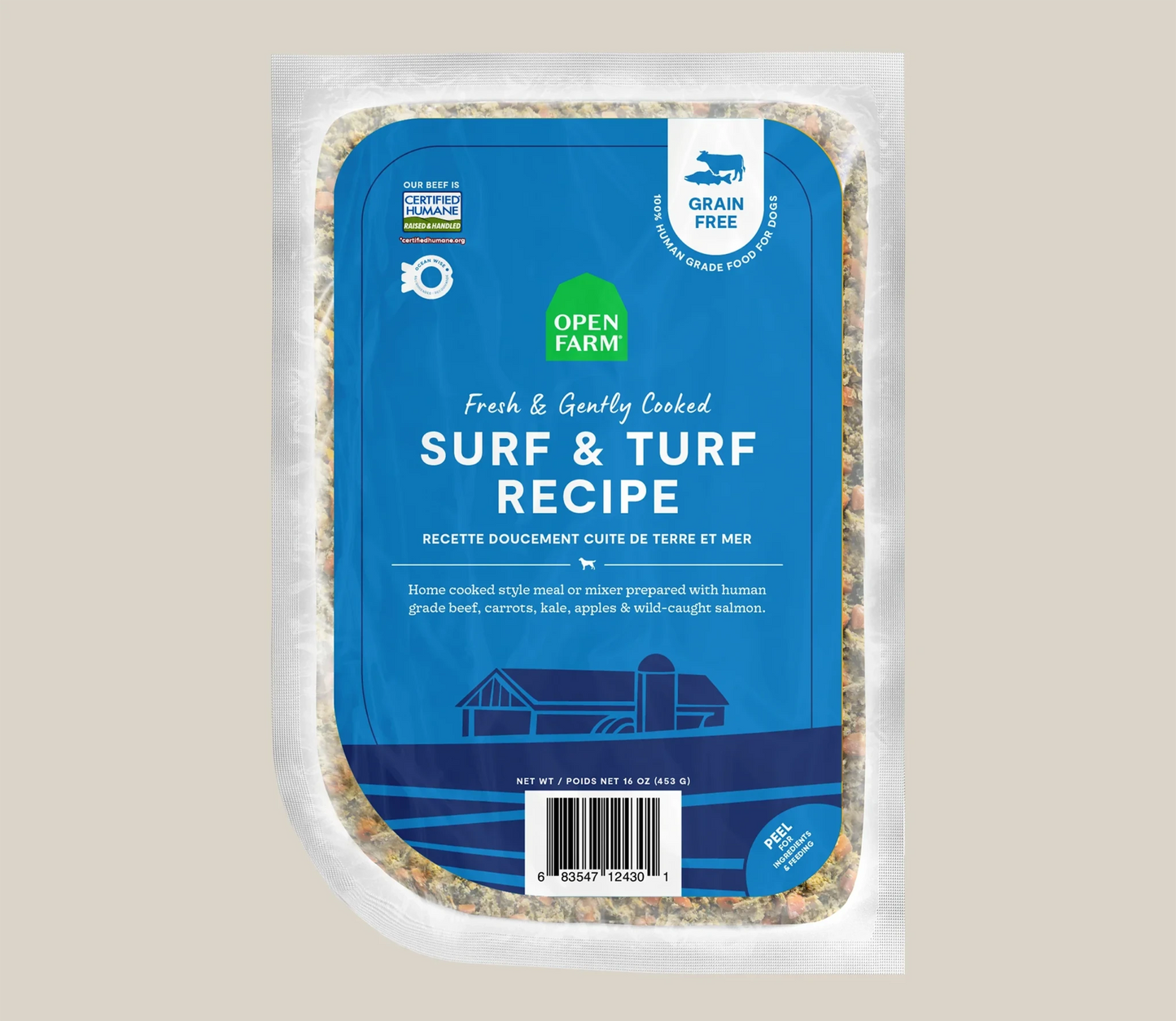 Surf & Turf Grain-Free Freshly Crafted Dog Food-Fresh Food-Open Farm-6 lb Case - Six 16 oz Pouches-DFW Raw Dog Food