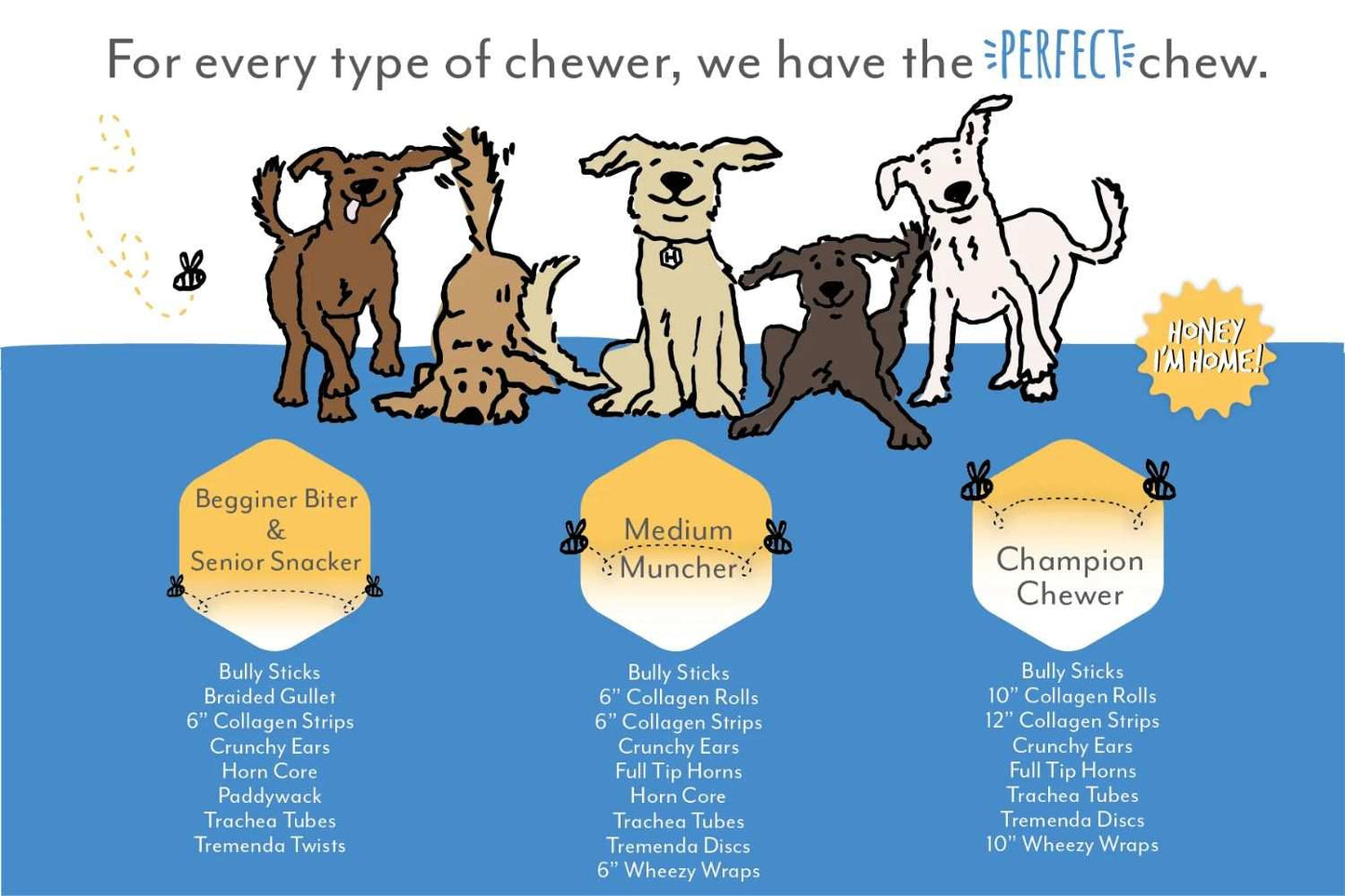 Water Buffalo Crunchy Ears natural dog chews with honey for all chewers