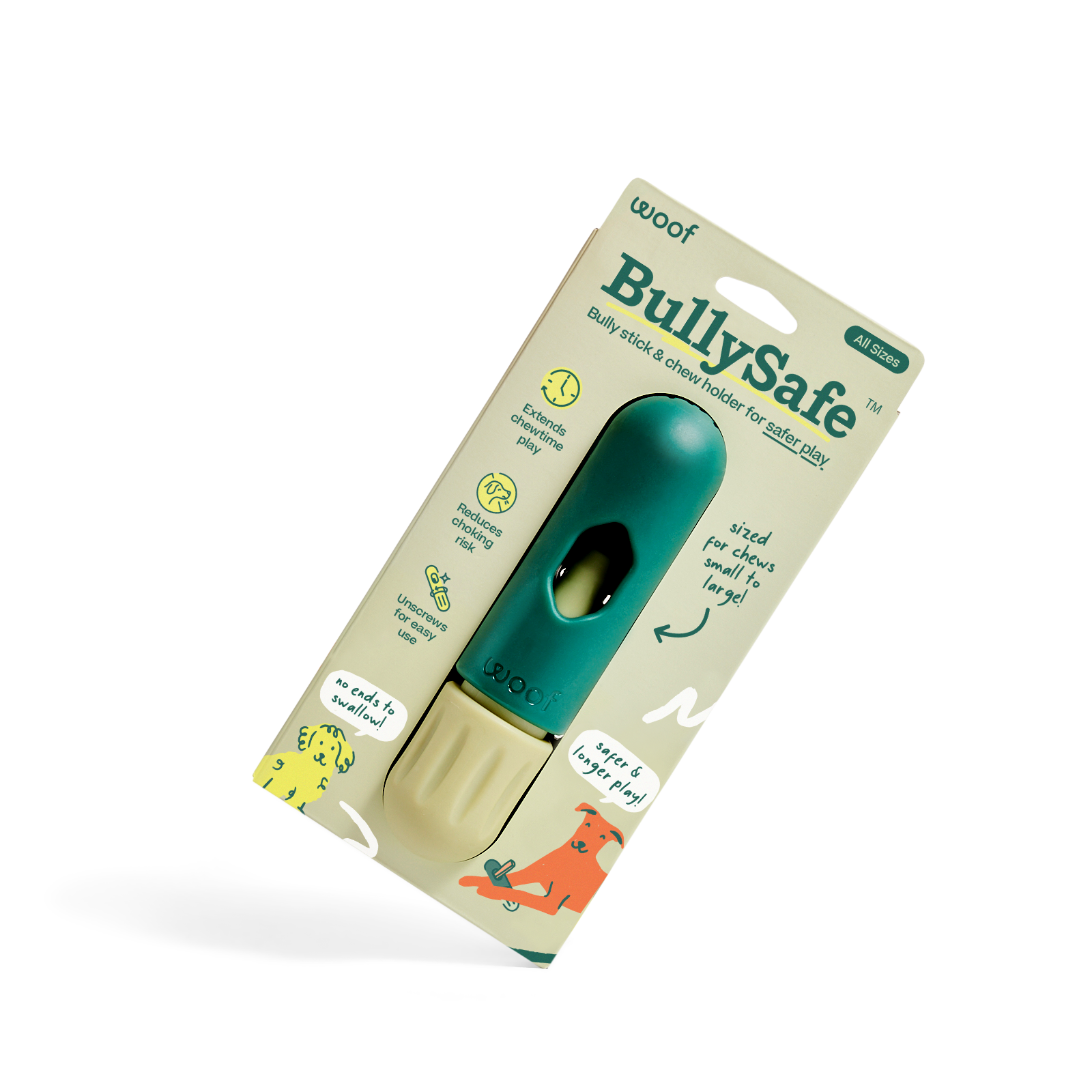 BullySafe durable chew holder for safer dog play.