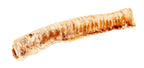 Beef Trachea chew treat, dried tan and brown beef with a long ridged, hollow tube shape.