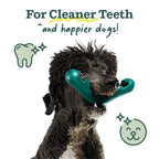 Dog using Bite n' Brush dental chew for cleaner teeth.